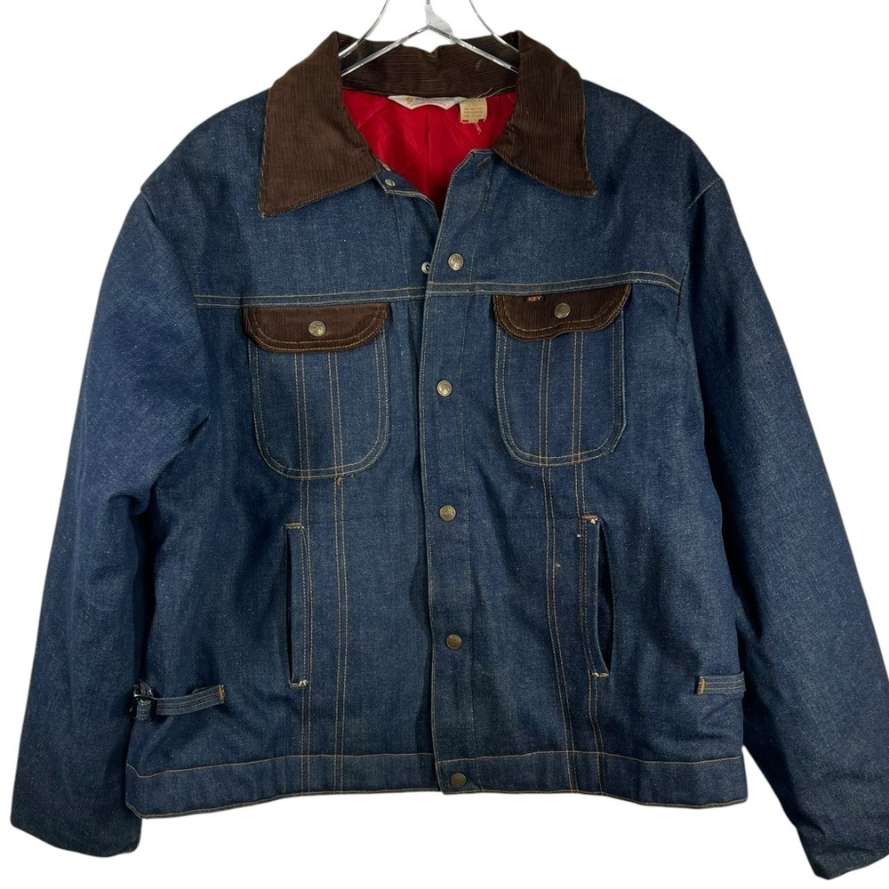 VINTAGE RARE KEY IMPERIAL Denim Barn Chore Coat Quilted Corduroy Trims Size 48